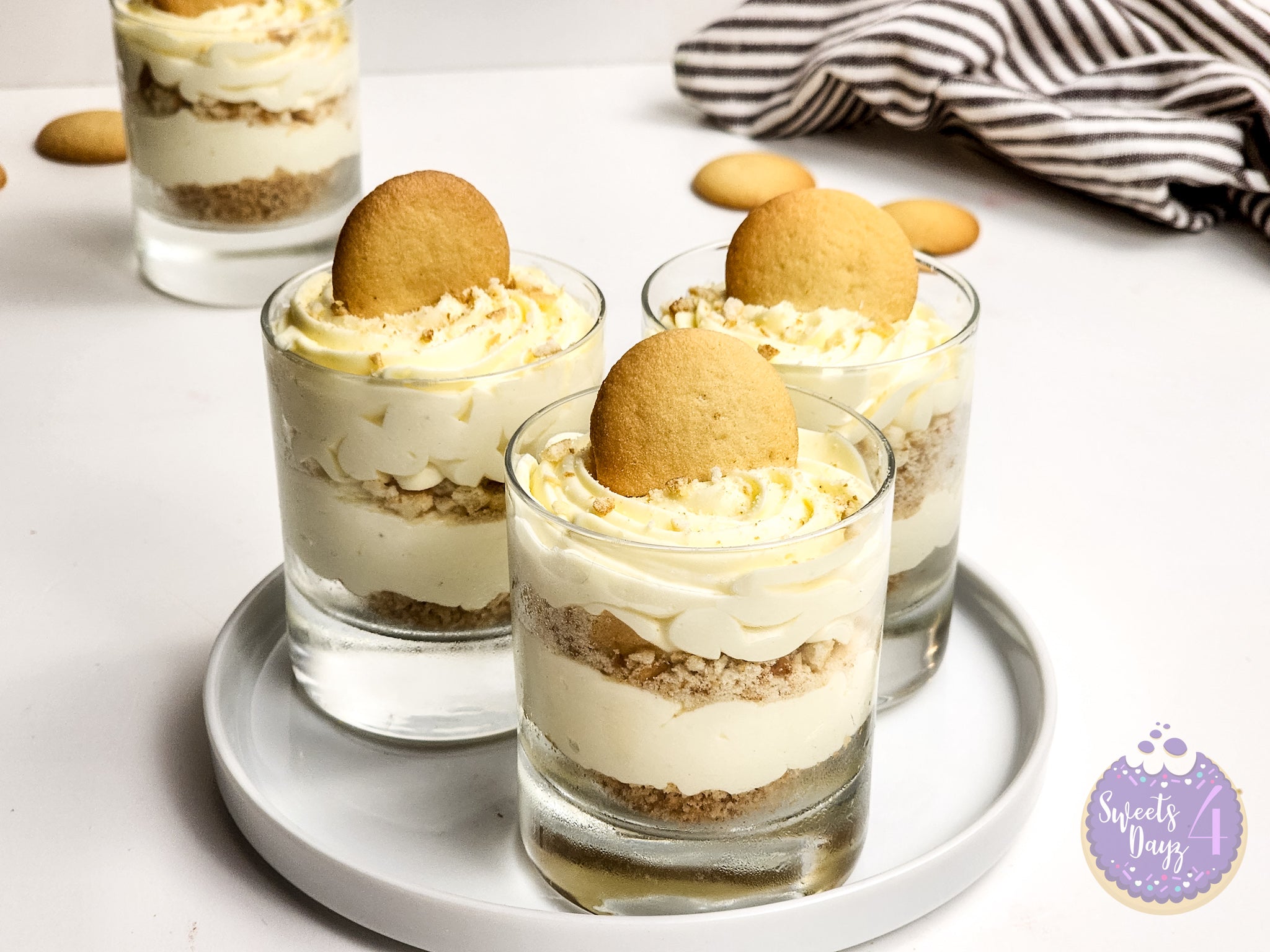 No Bake Vanilla Cheesecake Cups on White