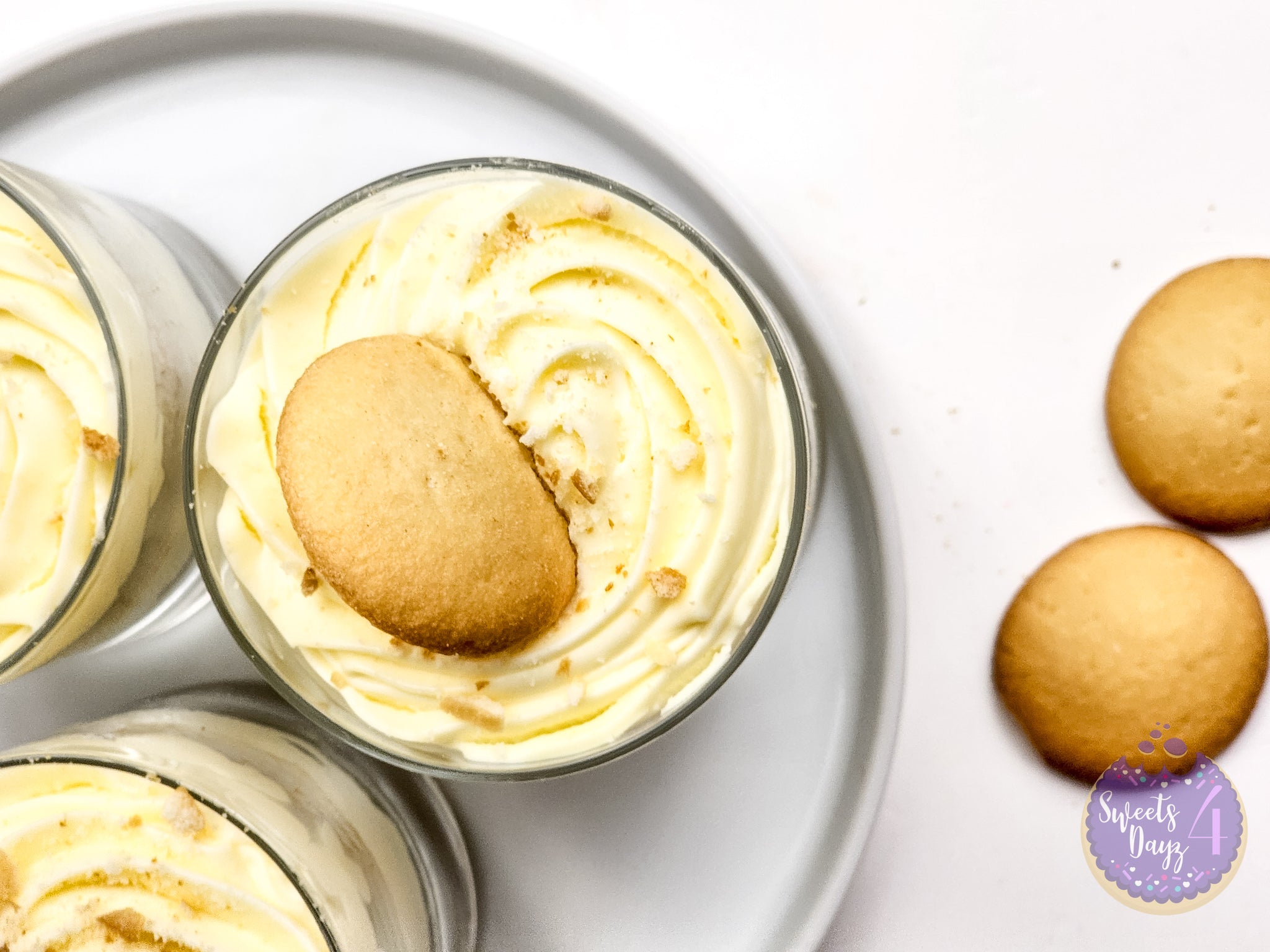 No Bake Vanilla Cheesecake Cups on White