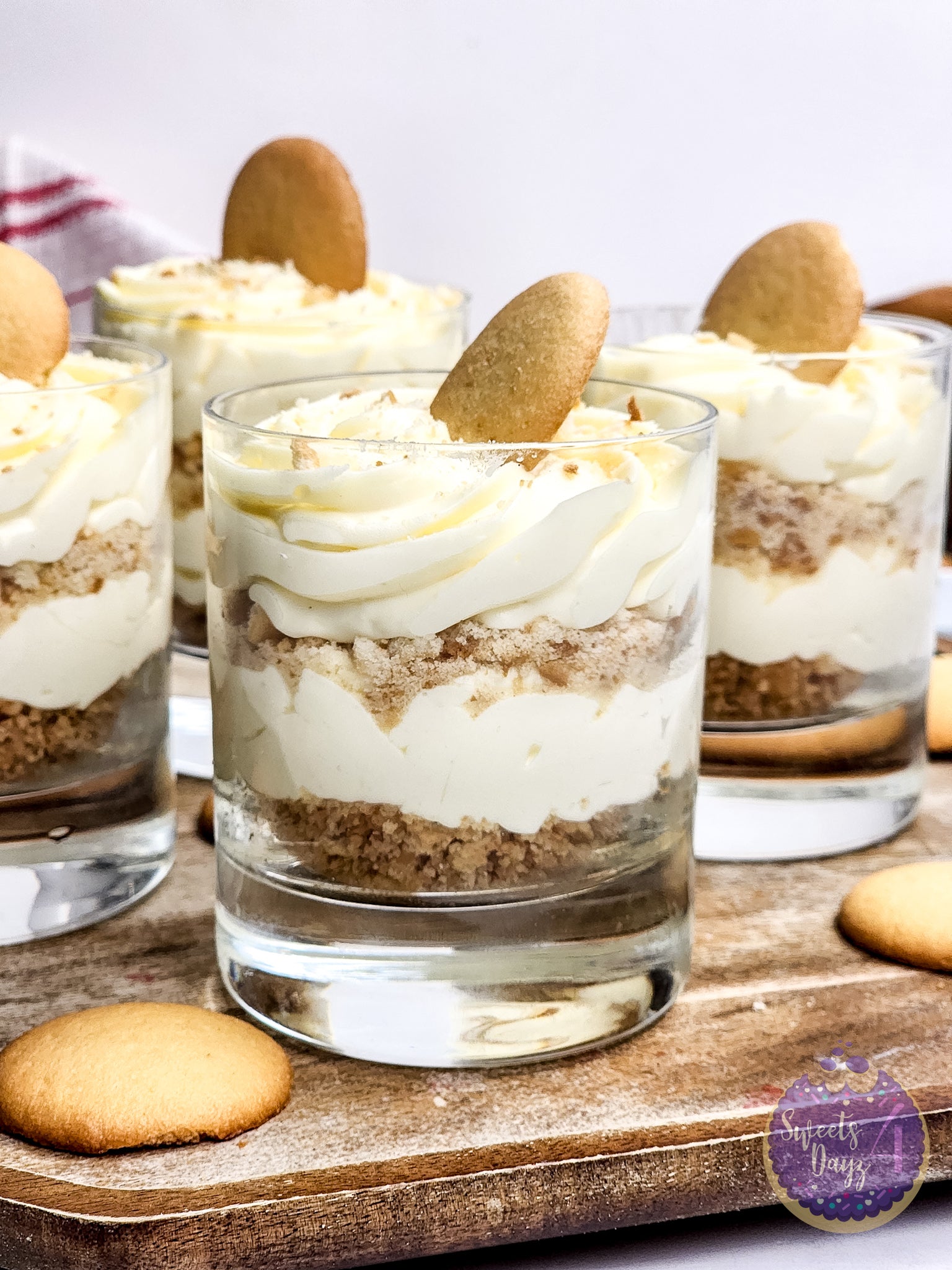 No Bake Vanilla Cheesecake Cups on Marble