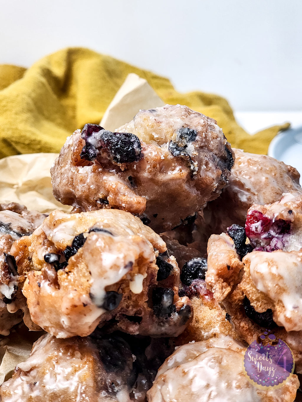 Blueberry Donut Holes on White