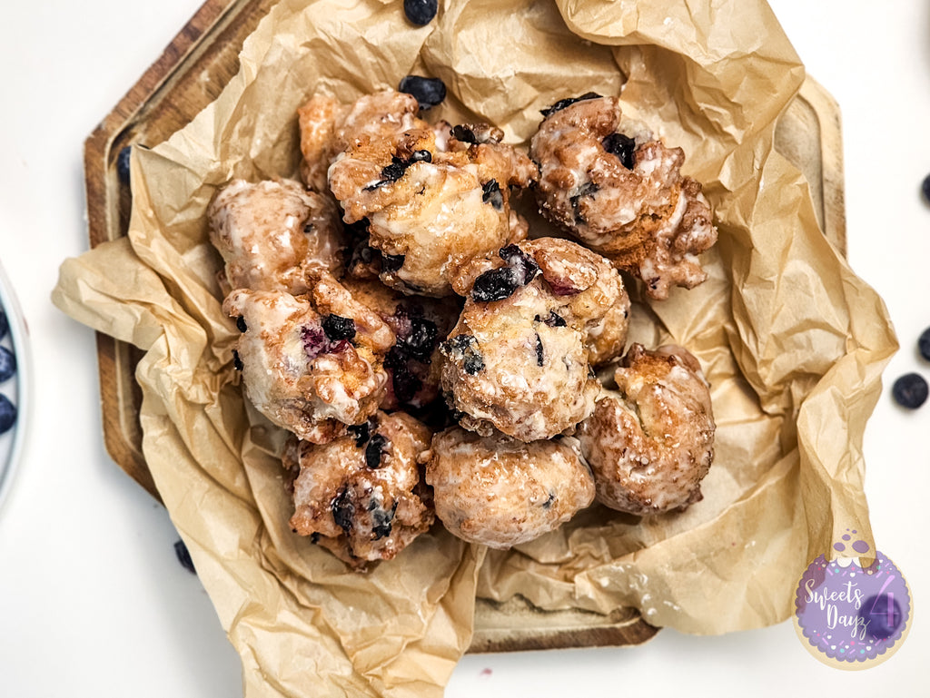 Blueberry Donut Holes on White