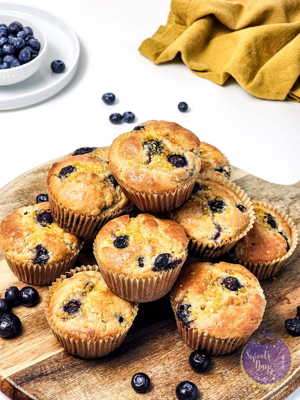 Protein Blueberry Muffins on White