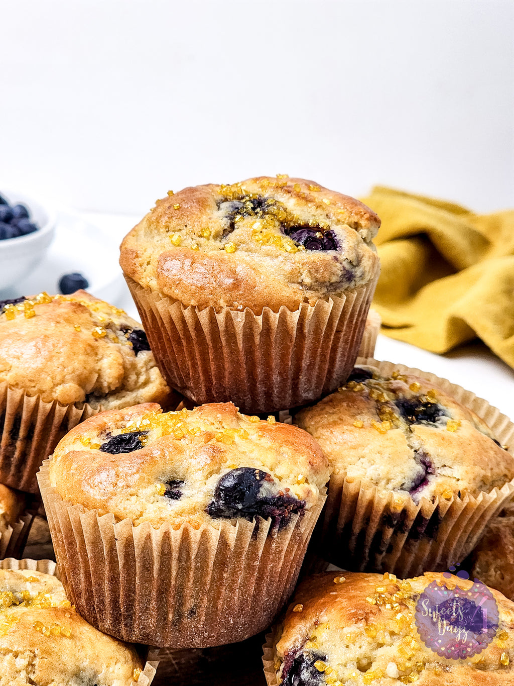 Protein Blueberry Muffins on White