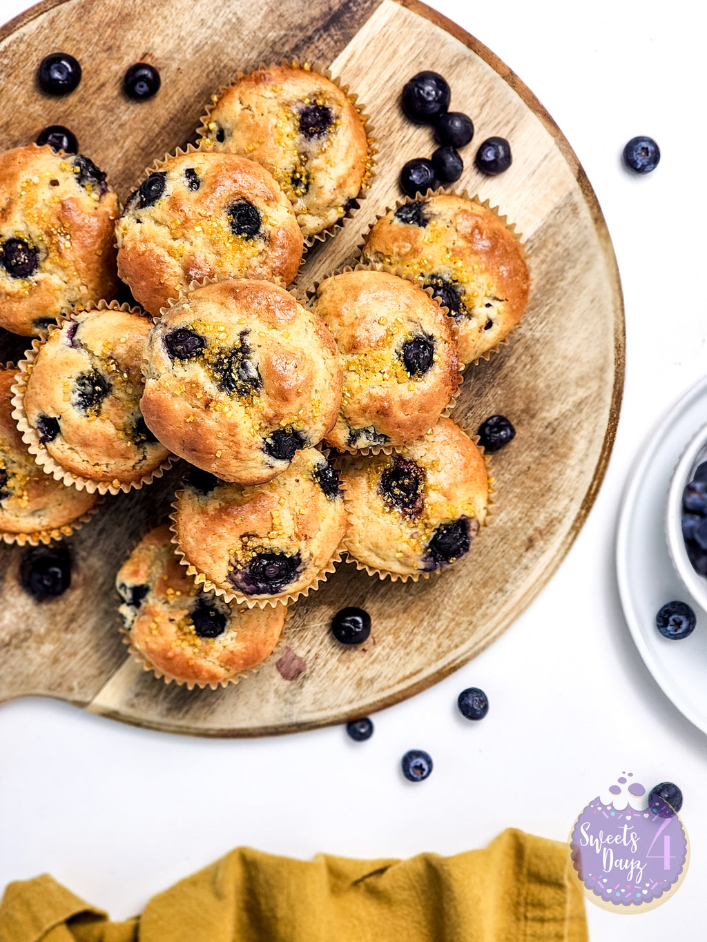 Protein Blueberry Muffins on White