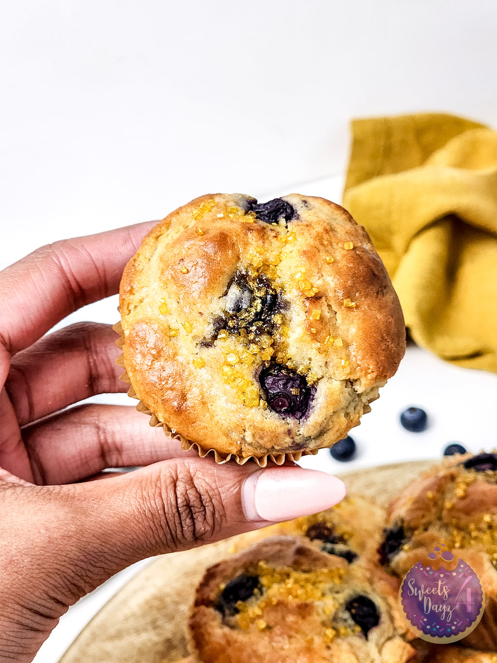 Protein Blueberry Muffins on White