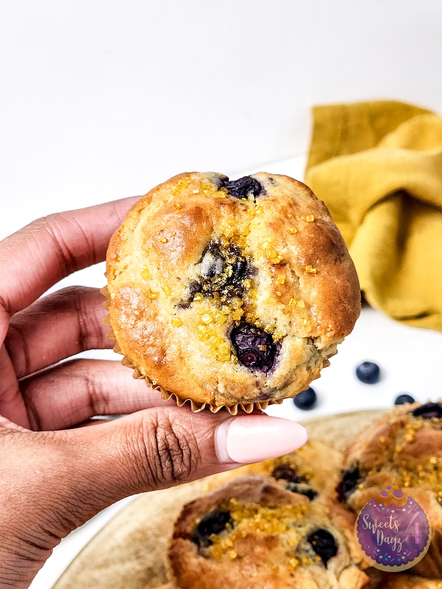 Protein Blueberry Muffins on White