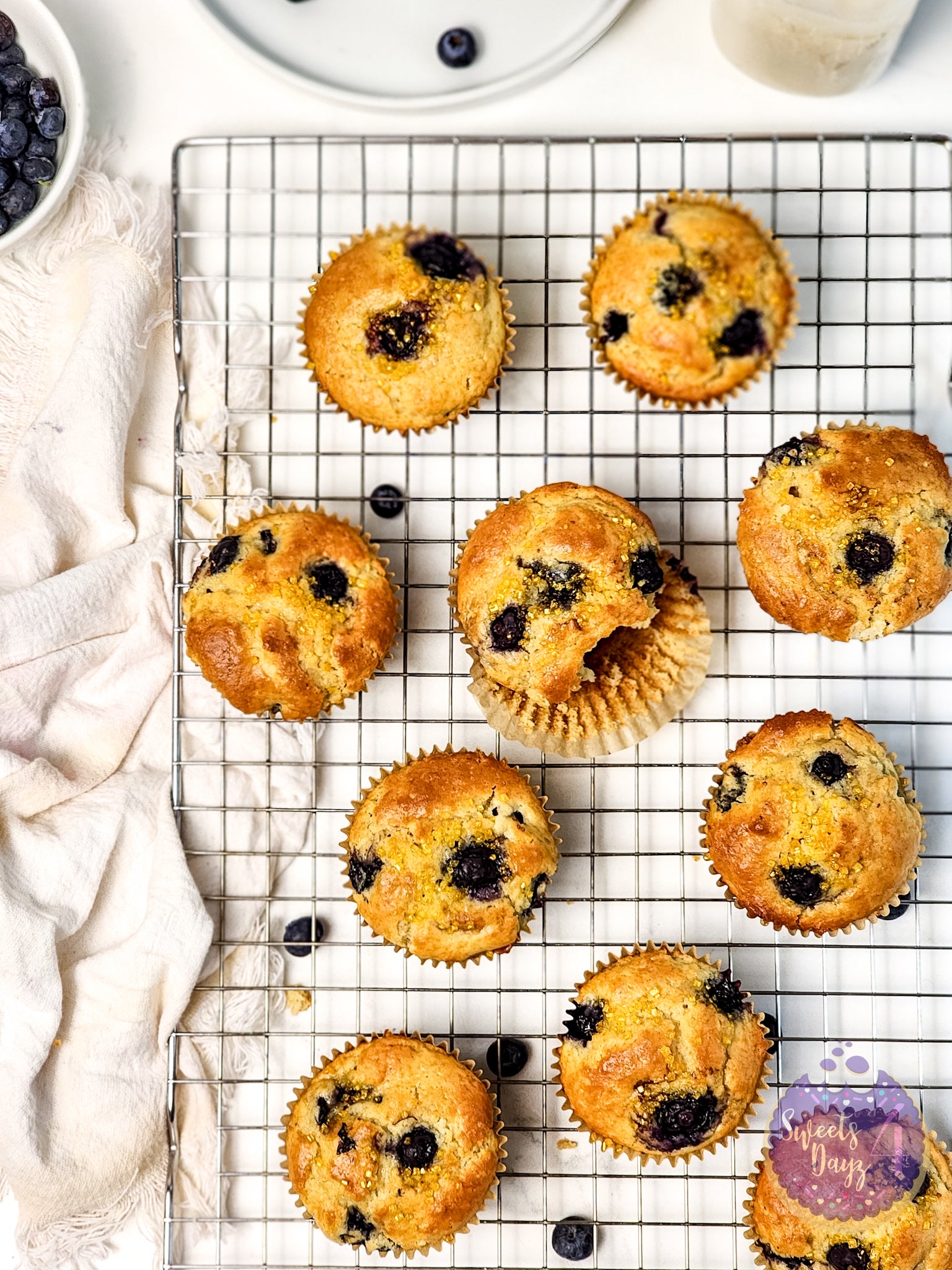 Protein Blueberry Muffins on Marble