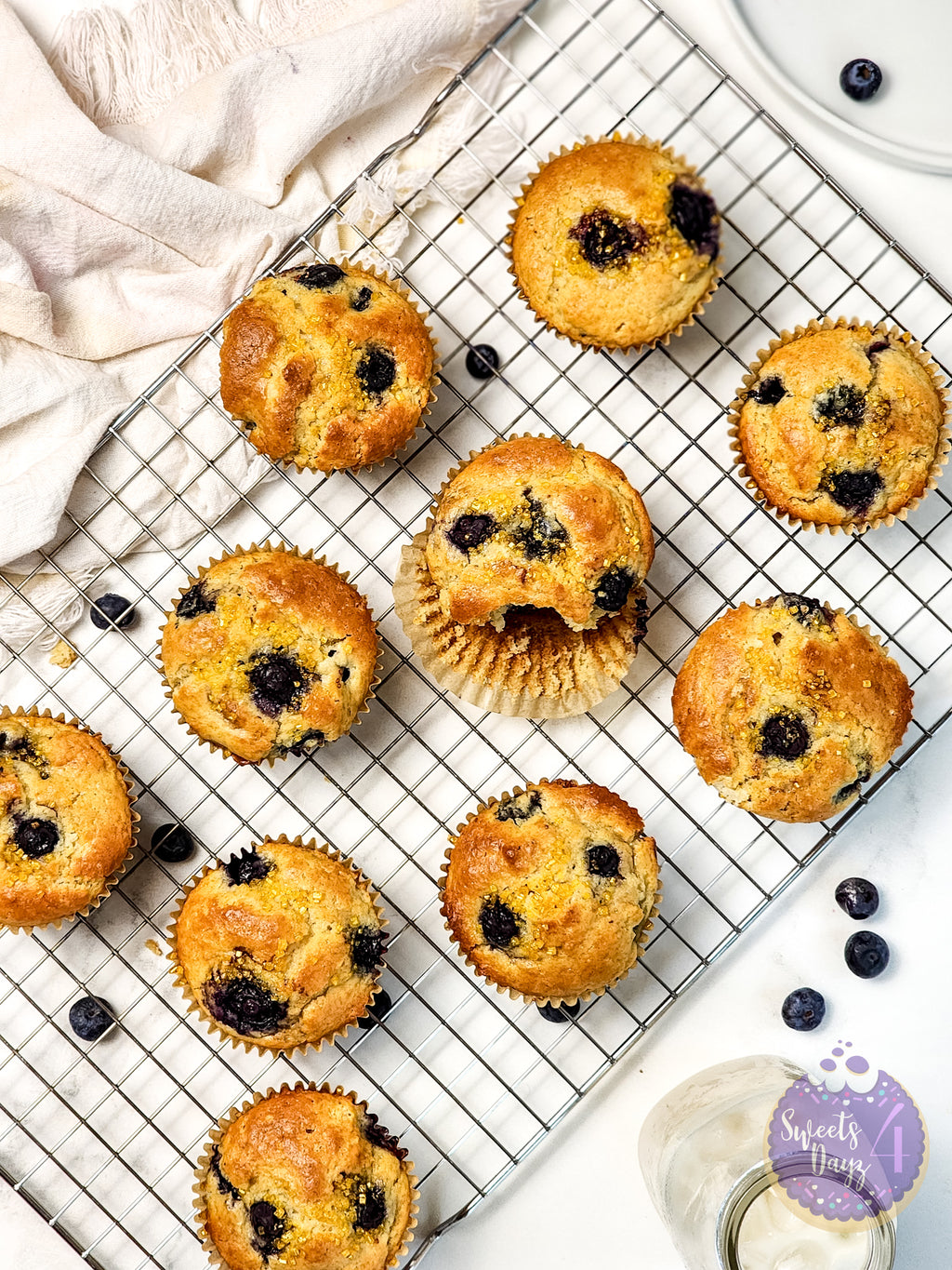 Protein Blueberry Muffins on Marble