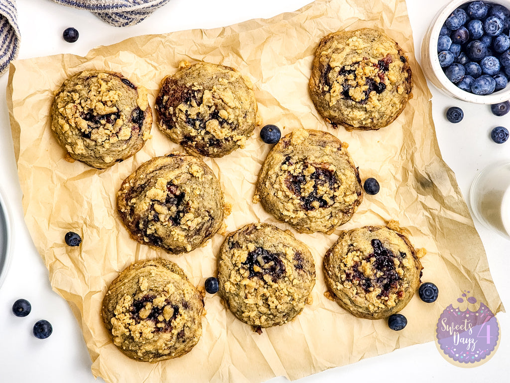 Blueberry Crumble Cookies on White