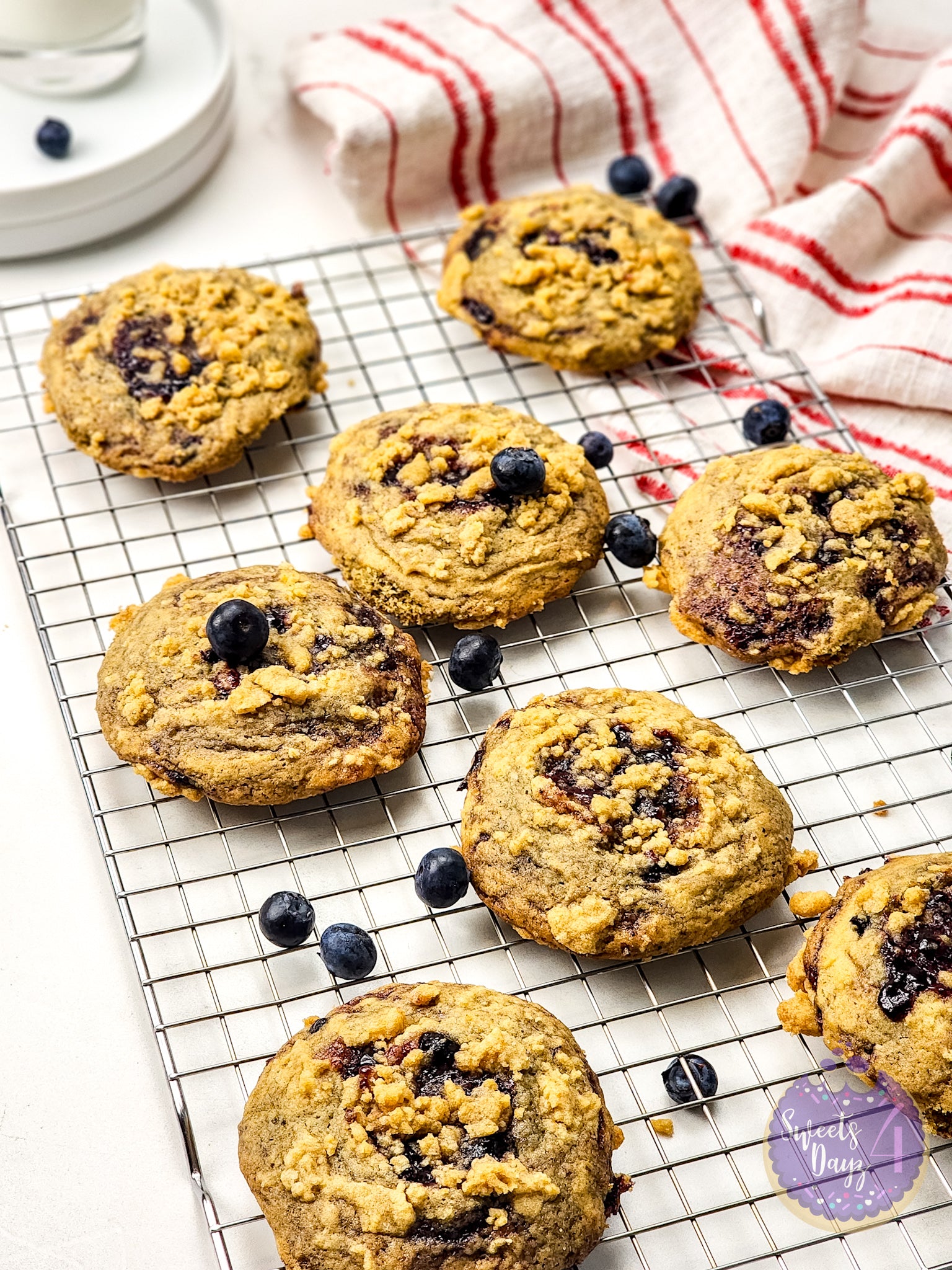 Blueberry Crumble Cookies on Marble