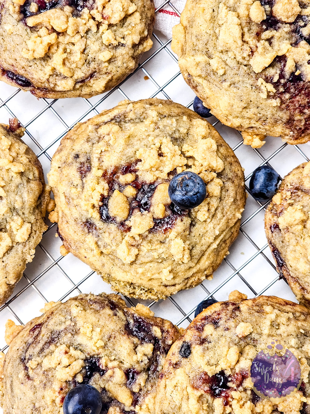 Blueberry Crumble Cookies on Marble