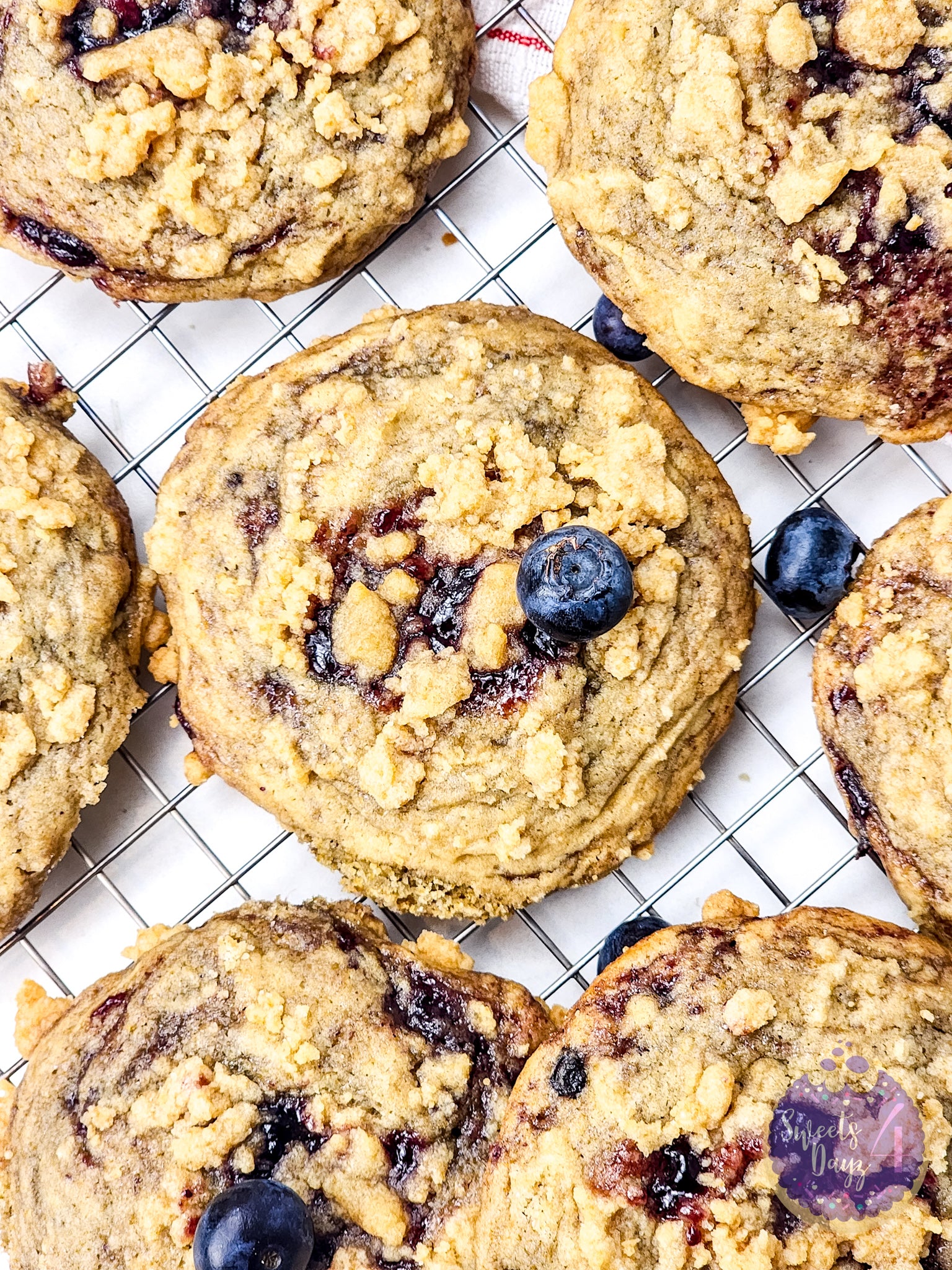 Blueberry Crumble Cookies on Marble