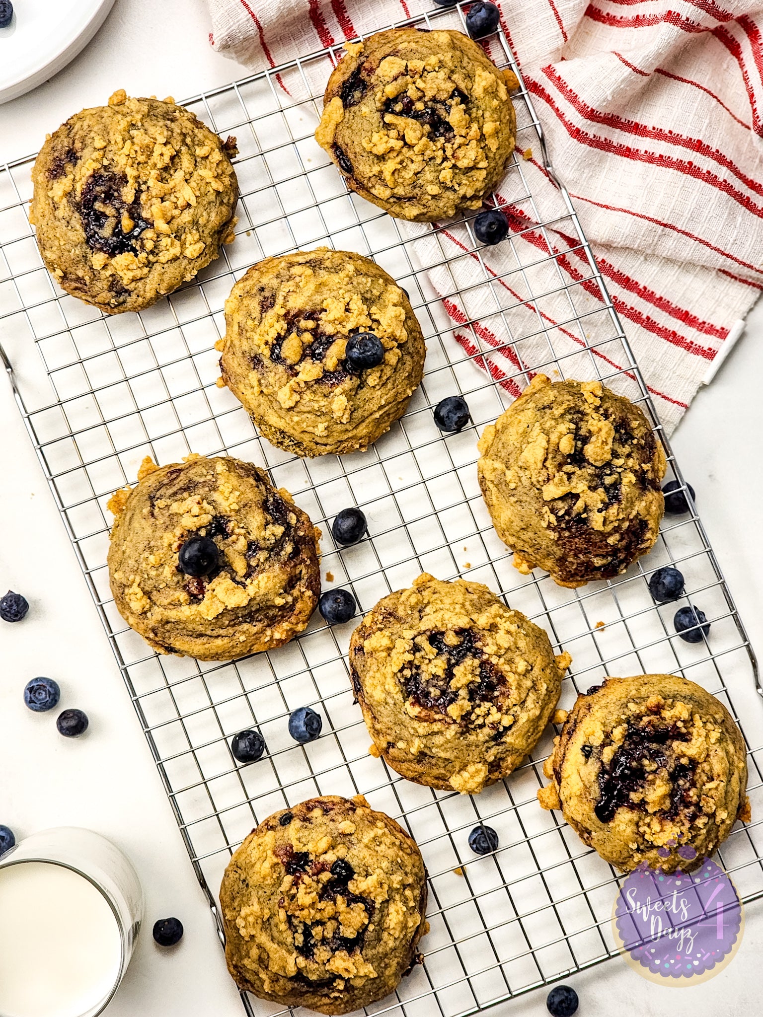 Blueberry Crumble Cookies on Marble