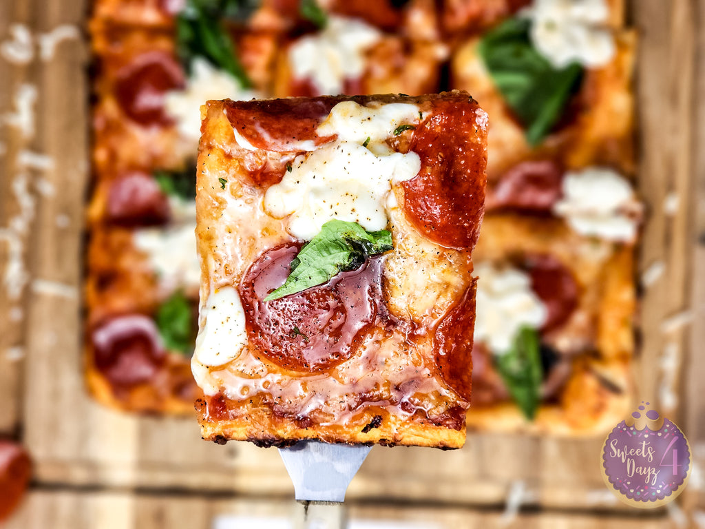 Honey Hot Pepperoni Pizza on Gold Marble