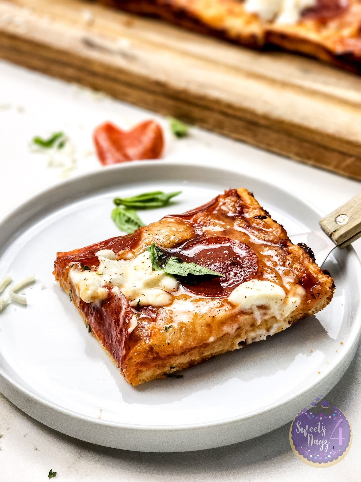 Honey Hot Pepperoni Pizza on Gold Marble