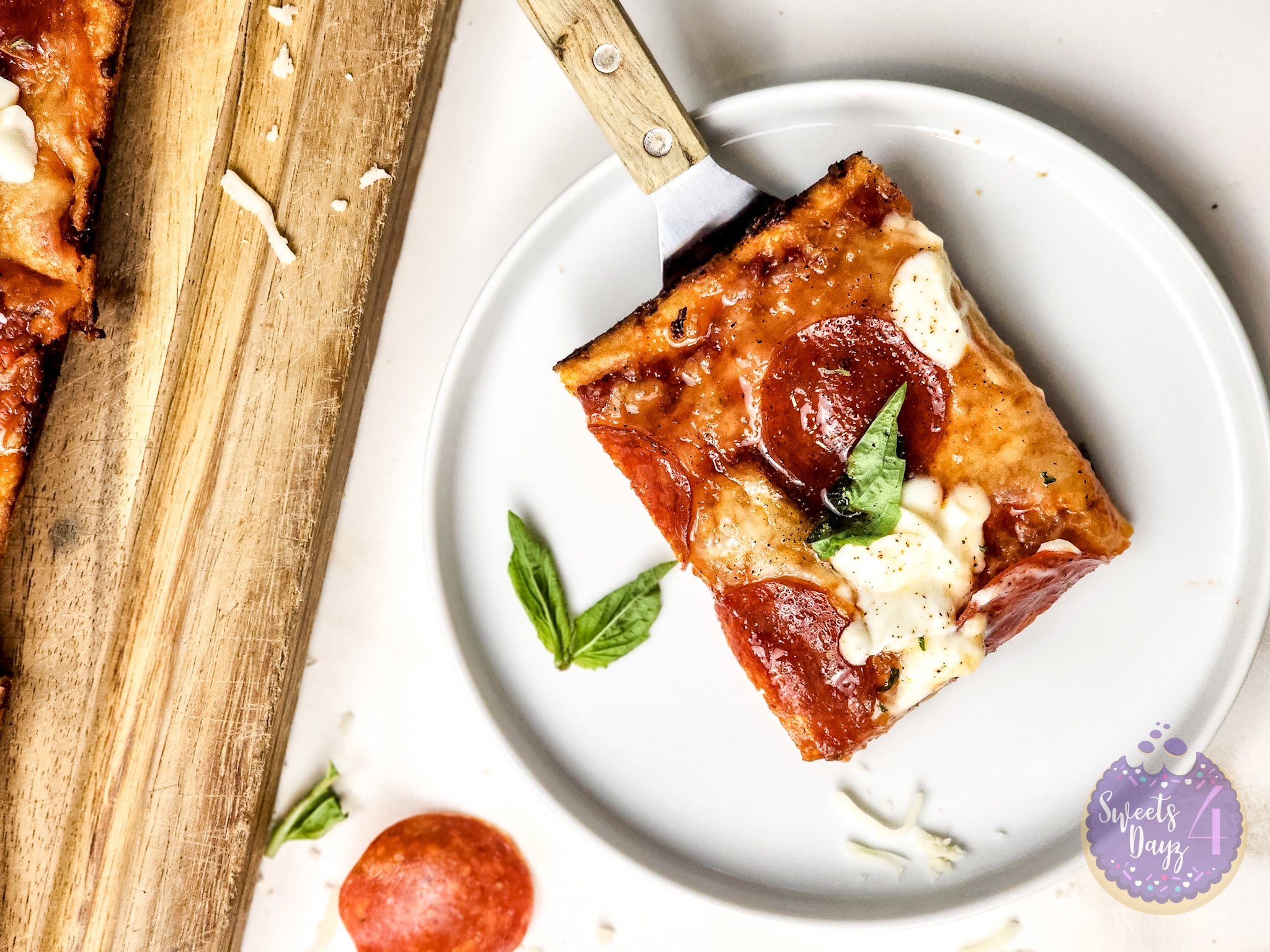 Honey Hot Pepperoni Pizza on Gold Marble