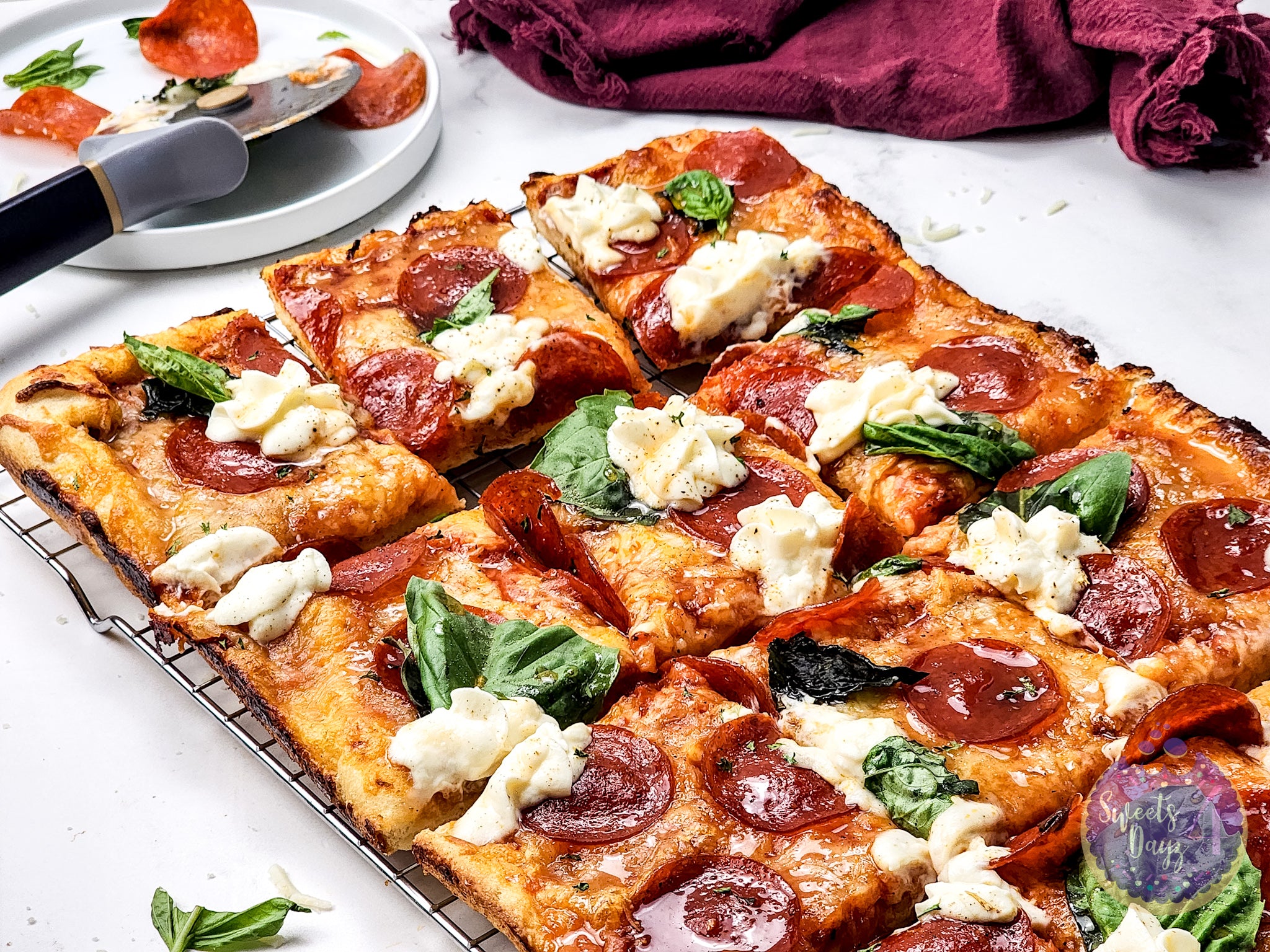 Honey Hot Pepperoni Pizza on Marble