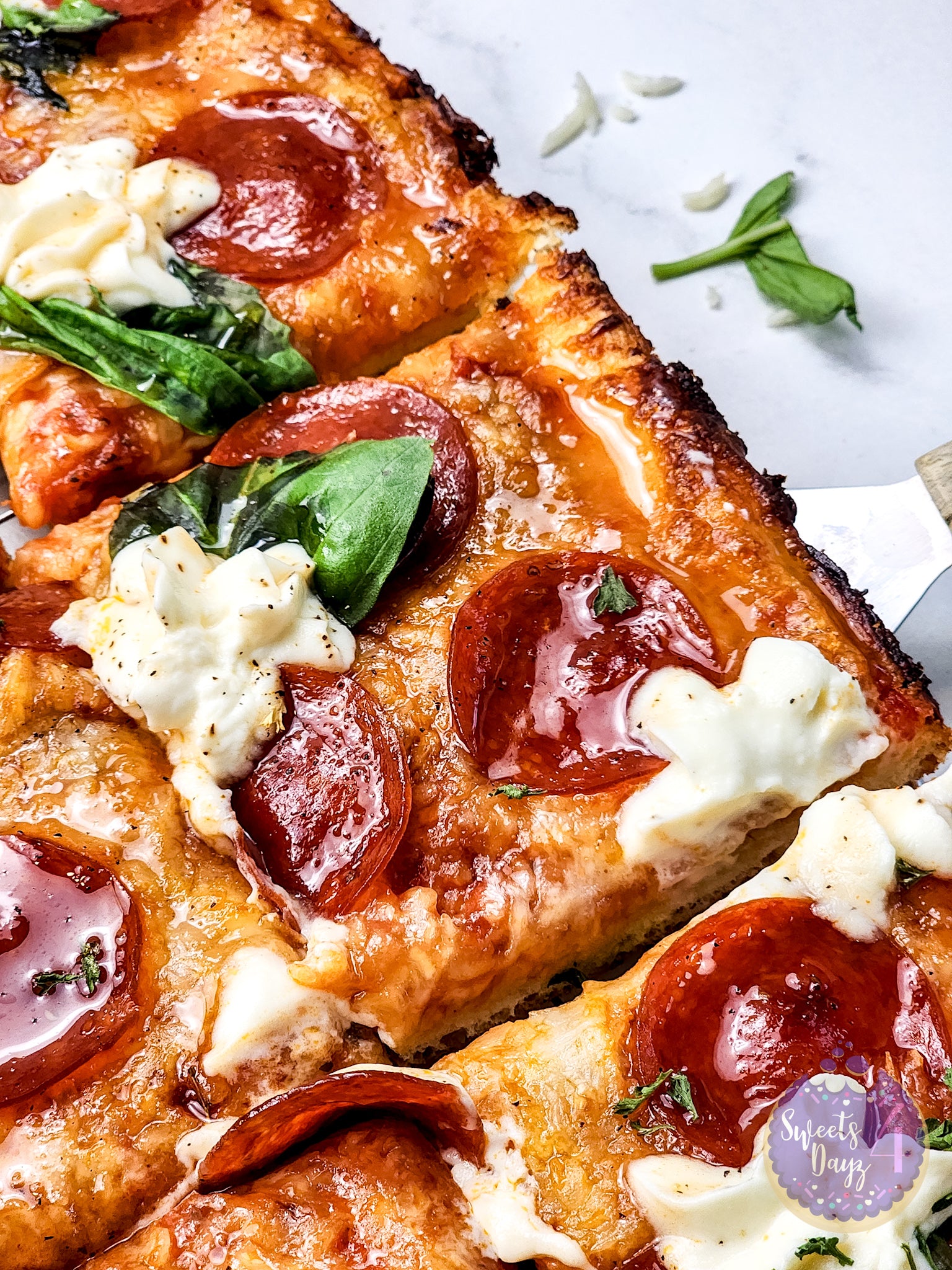 Honey Hot Pepperoni Pizza on Marble