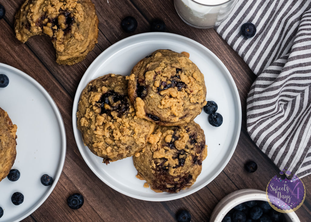 Blueberry Crumble Cookies on Brown Wood (4K Quality)