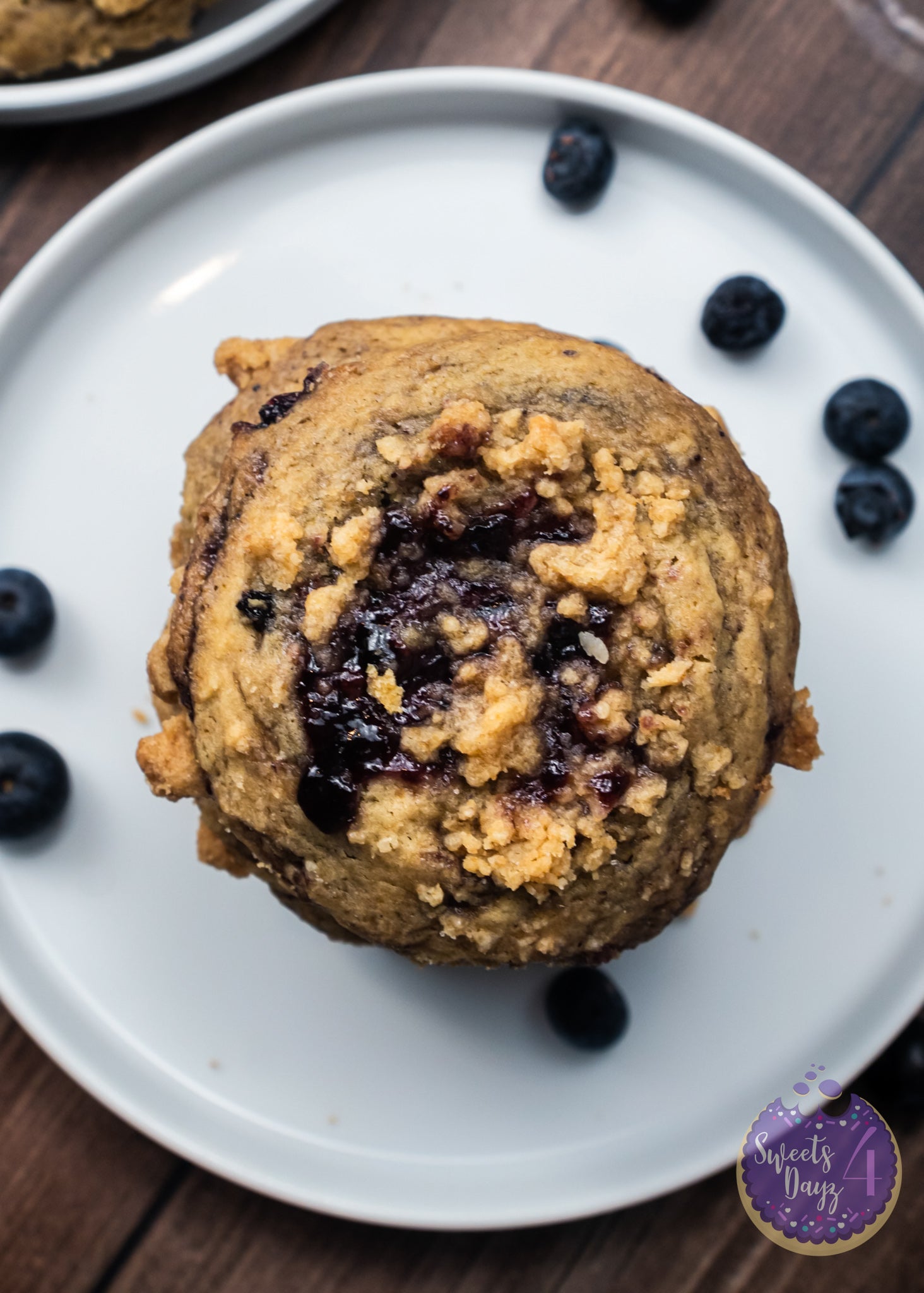 Blueberry Crumble Cookies on Brown Wood (4K Quality)
