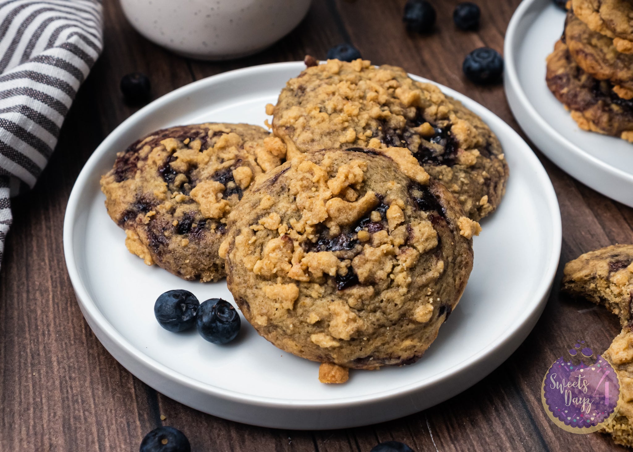 Blueberry Crumble Cookies on Brown Wood (4K Quality)
