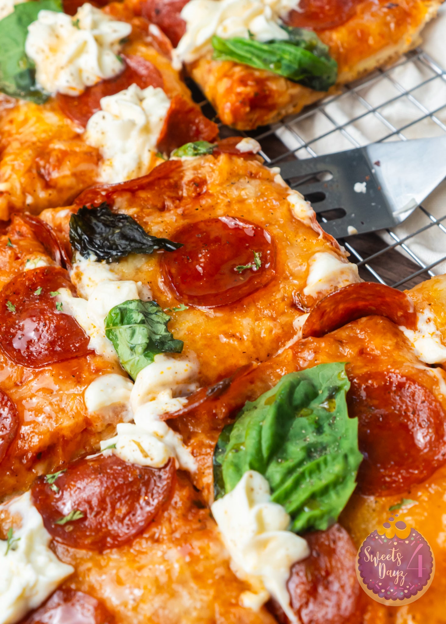 Honey Hot Pepperoni Pizza on Brown Wood (4K Quality)