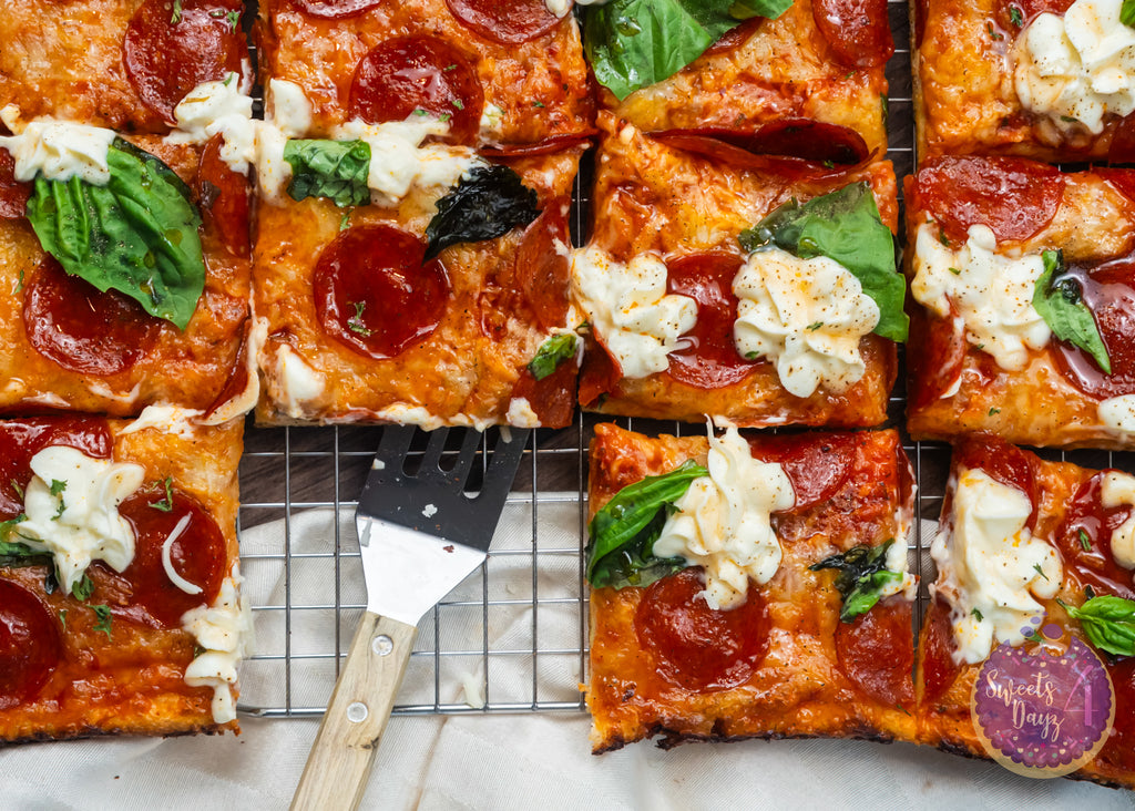 Honey Hot Pepperoni Pizza on Brown Wood (4K Quality)