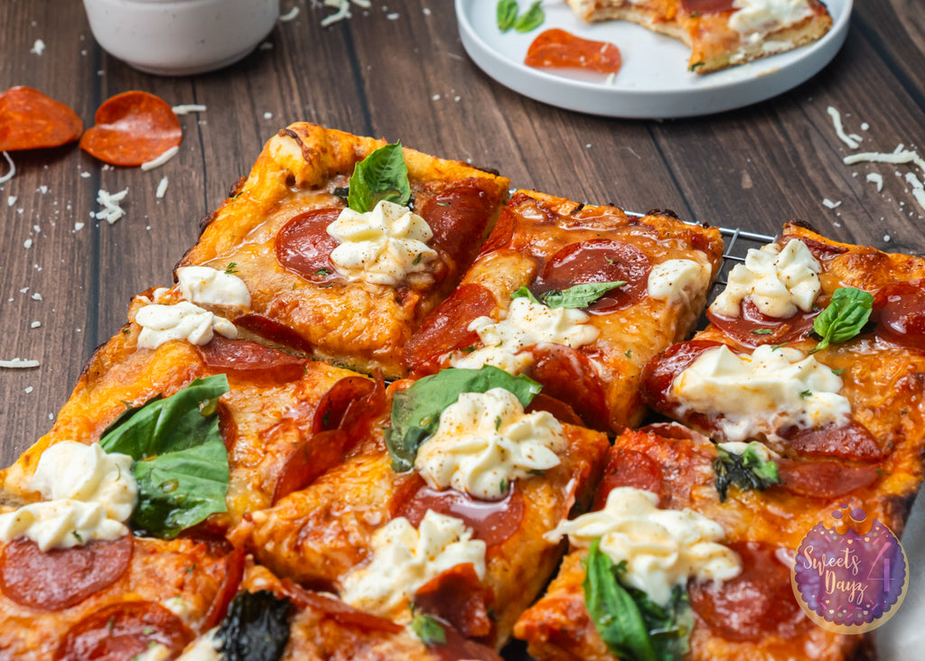 Honey Hot Pepperoni Pizza on Brown Wood (4K Quality)