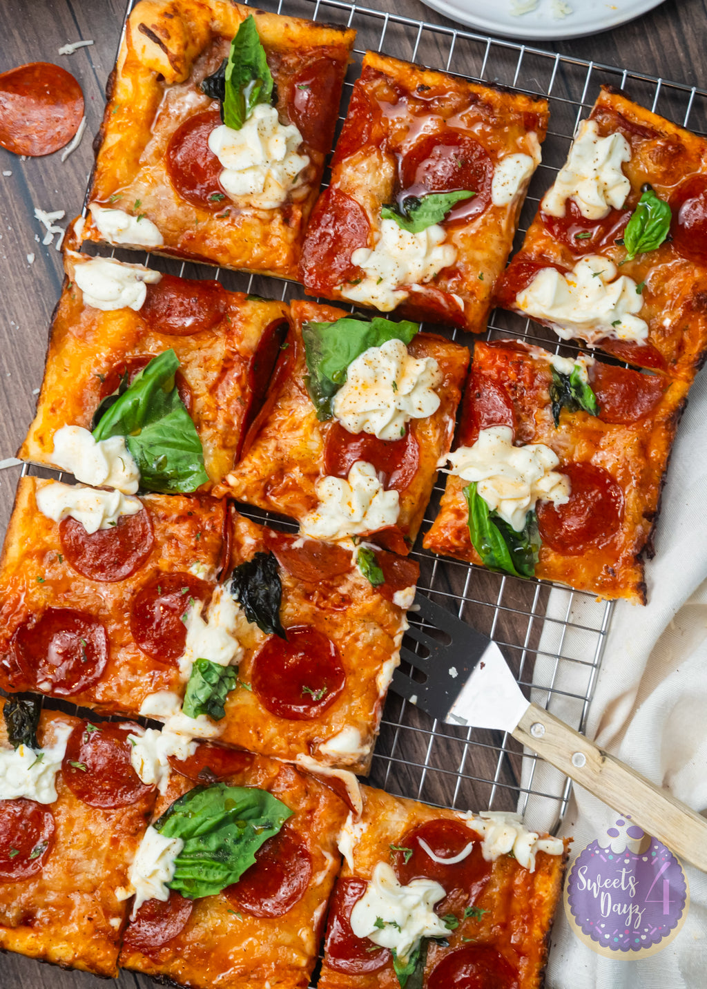 Honey Hot Pepperoni Pizza on Brown Wood (4K Quality)