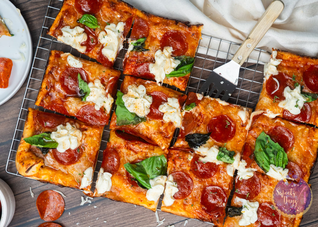 Honey Hot Pepperoni Pizza on Brown Wood (4K Quality)