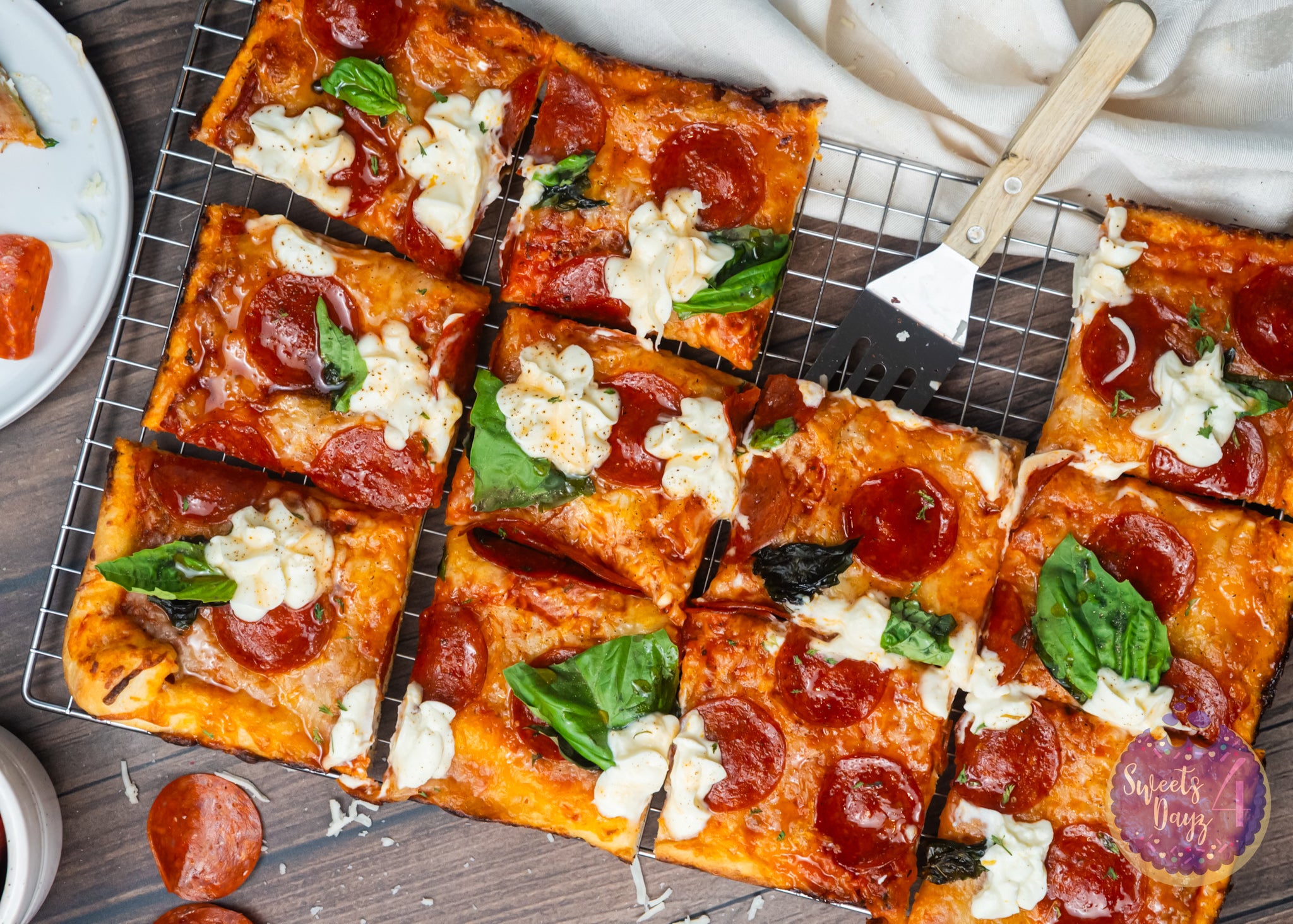 Honey Hot Pepperoni Pizza on Brown Wood (4K Quality)