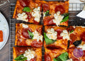 Honey Hot Pepperoni Pizza on Brown Wood (4K Quality)
