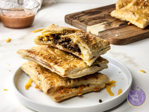 Cheeseburger Hand Pies on Gold Marble - Image 6