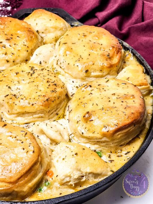 Biscuit Chicken Pot Pie on White