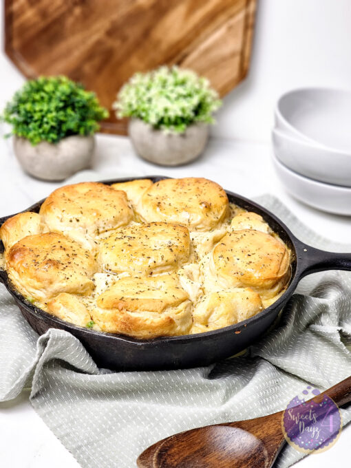 Biscuit Chicken Pot Pie on Marble - Image 2