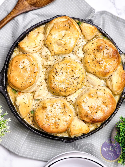 Biscuit Chicken Pot Pie on Marble