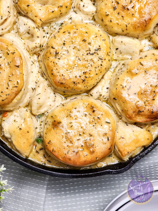 Biscuit Chicken Pot Pie on Marble - Image 6