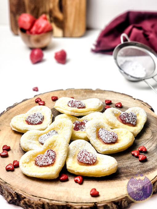 Cream Cheese Heart Puff Pastries on White - Image 2