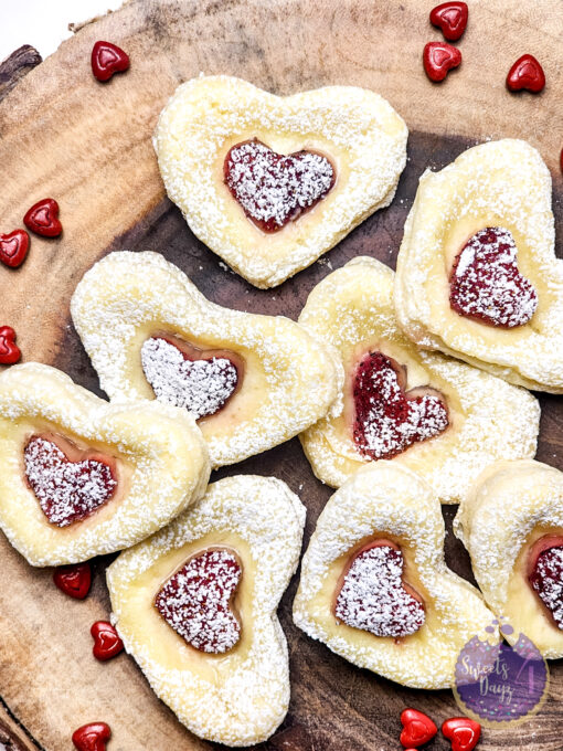 Cream Cheese Heart Puff Pastries on White - Image 6