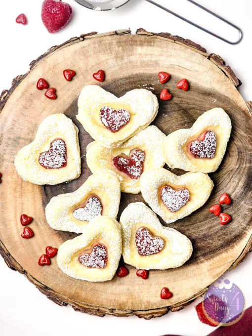 Cream Cheese Heart Puff Pastries on White - Image 7