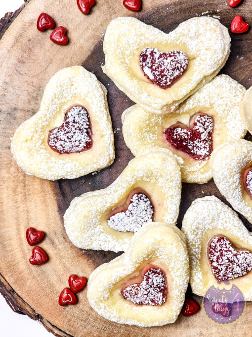 Cream Cheese Heart Puff Pastries on White - Image 8