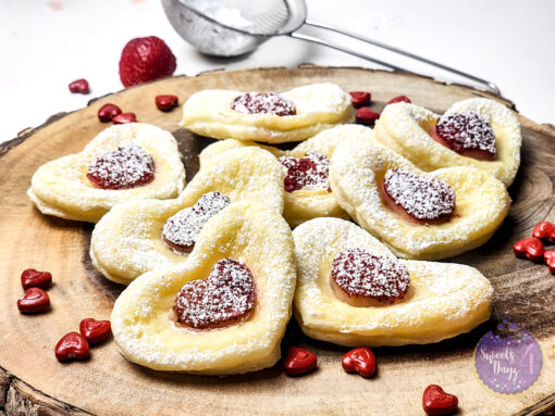 Cream Cheese Heart Puff Pastries on White - Image 10