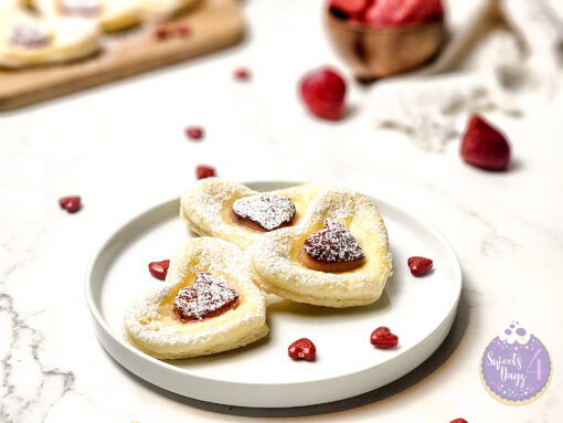 Cream Cheese Heart Puff Pastries on Marble - Image 3