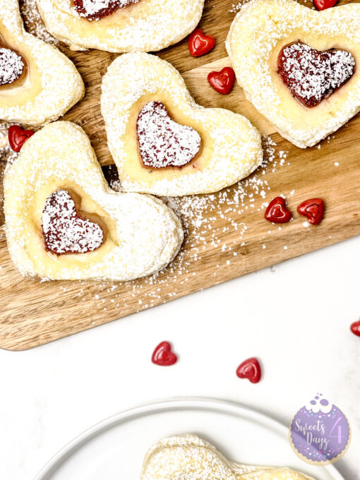 Cream Cheese Heart Puff Pastries on Marble - Image 6