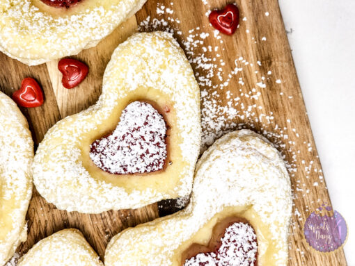 Cream Cheese Heart Puff Pastries on Marble - Image 7