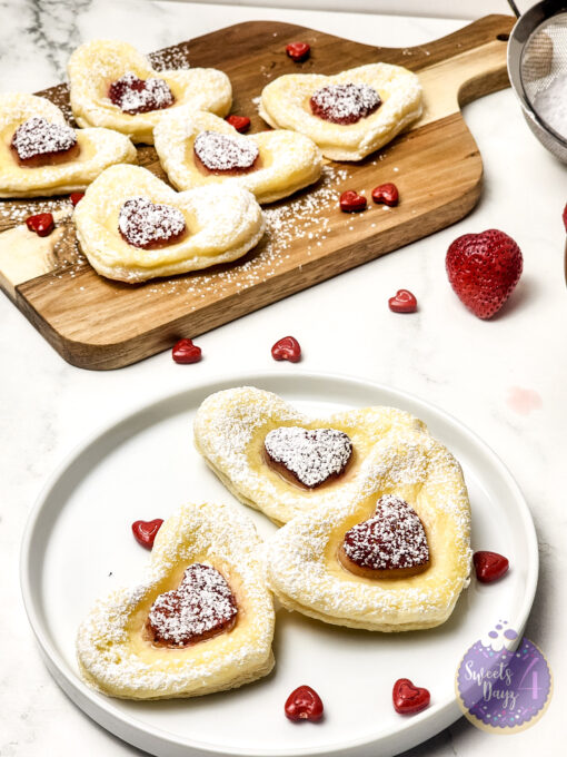 Cream Cheese Heart Puff Pastries on Marble