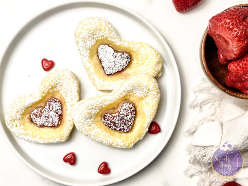 Cream Cheese Heart Puff Pastries on Marble - Image 10