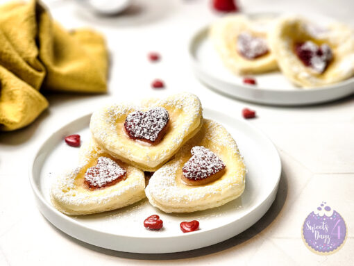 Cream Cheese Heart Puff Pastries on Rhombus