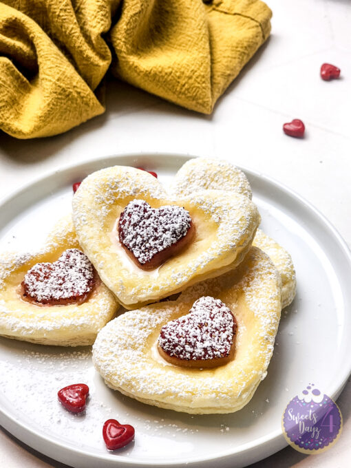 Cream Cheese Heart Puff Pastries on Rhombus - Image 3