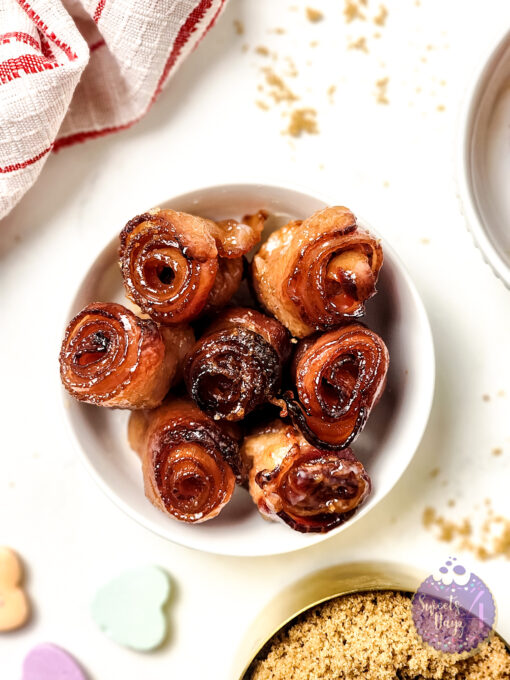 Maple Glazed Bacon Roses on Marble